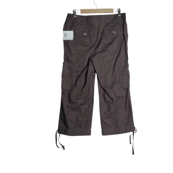Liz Claiborne Lizwear Brown Cargo Capri Pants Drawstring Cotton Size 10 LWMUA257 - Picture 2 of 7